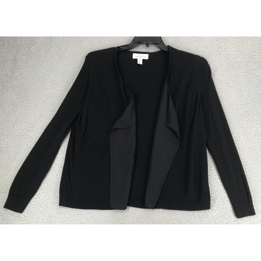 Hampshire Studio Open Scarf Cardigan Sweater Size PL Black